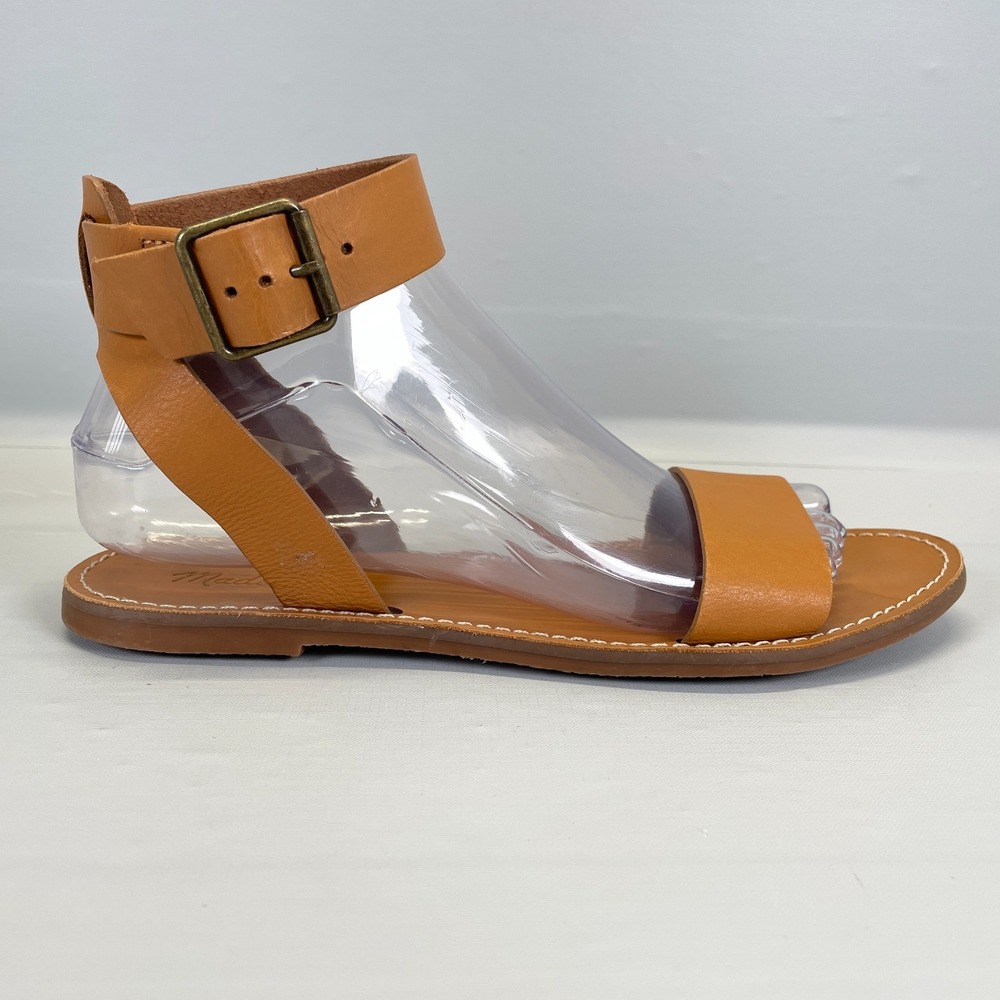 Madewell The Boardwalk Ankle Strap Sandals Womens Size 8.5 Brown Leather Shoes